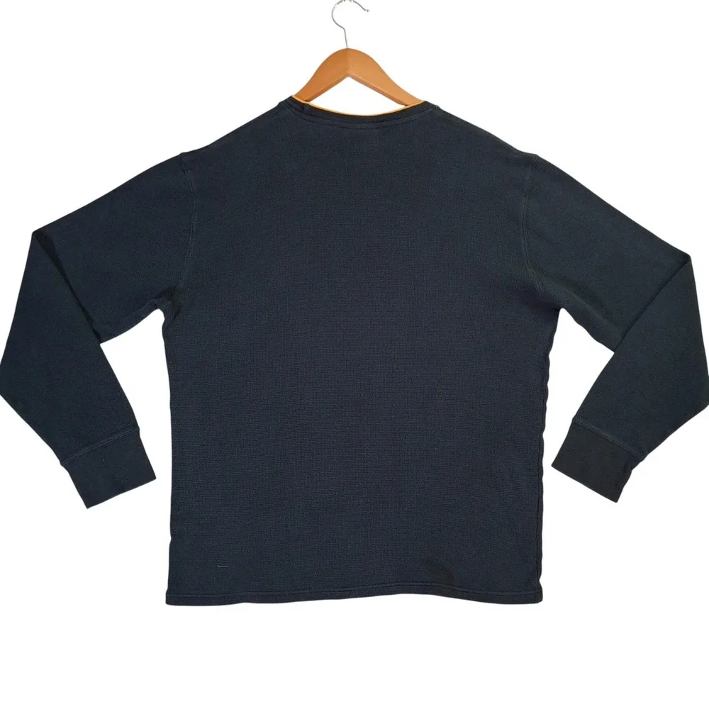 Polo Ralph Lauren Sleepwear Men's Large Black Waffle Knit Thermal Long Sleeve